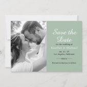 Invitation Modern Sage Green Enregistrer la date QR Code Mari (Devant)