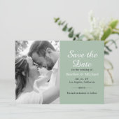 Invitation Modern Sage Green Enregistrer la date QR Code Mari (Debout devant)