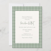 Invitation Modern Sage Green Gingham Plaid Couples Shower (Devant)