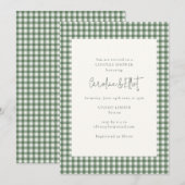 Invitation Modern Sage Green Gingham Plaid Couples Shower (Devant / Derrière)