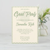 Invitation Modern Sage Green Wavy Stripe Graduation Party (Debout devant)