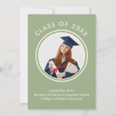 Invitation Modern Sage Green Wavy Stripe Photo Graduation (Dos)
