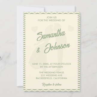 Invitation Modern Sage Green Wavy Stripe QR Code Wedding