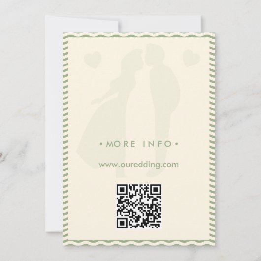 Invitation Modern Sage Green Wavy Stripe QR Code Wedding (Dos)