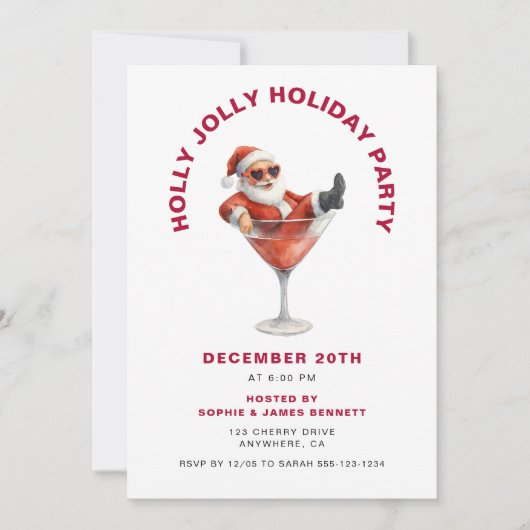 Invitation Modern Santa Holly Jolly Christmas Party (Devant)