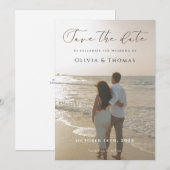 Invitation Modern Save The Date Card | Minimalist Photo (Devant / Derrière)