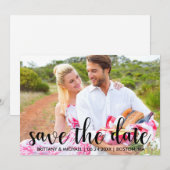 Invitation Modern Save the Date Fiançailles Couple Photo (Devant / Derrière)
