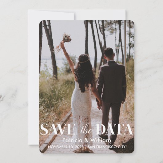 Invitation Modern Save The Date Forest Green Photo Mariage (Devant)