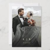 Invitation Modern Save The Date Hunter Green Mariage Photo (Dos)