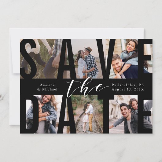 Invitation Modern Save the Date Photo Collage (Devant)
