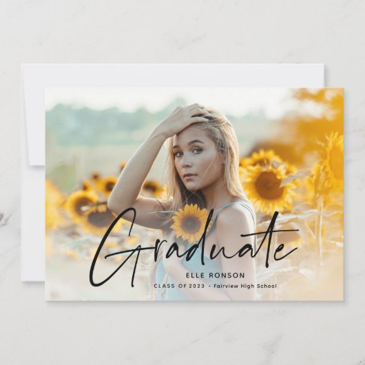 Invitation Modern Script 2 Photo Graduation Party (Devant)