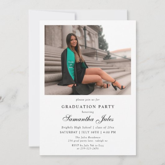 Invitation Modern Script 2 Photos Graduation Party (Dos)