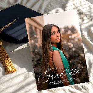 Invitation Modern Script 2 Photos Graduation Party