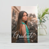 Invitation Modern Script 2 Photos Graduation Party (Debout devant)