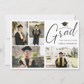 Invitation Modern Script 4 Photo Collage Graduation Party (Devant)