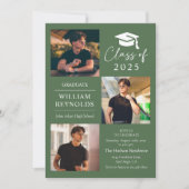 Invitation Modern Script 4 Photo Collage Party Graduation (Devant)