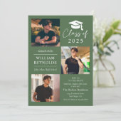 Invitation Modern Script 4 Photo Collage Party Graduation (Debout devant)