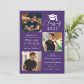 Invitation Modern Script 4 Photo Collage Party Graduation (Debout devant)