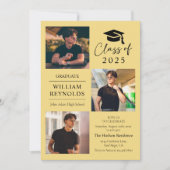 Invitation Modern Script 4 Photo Collage Party Graduation (Devant)