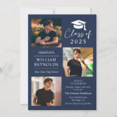 Invitation Modern Script 4 Photo Collage Party Graduation (Devant)