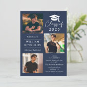 Invitation Modern Script 4 Photo Collage Party Graduation (Debout devant)