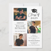 Invitation Modern Script 4 Photo Collage Party Graduation (Devant)