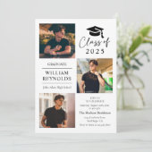 Invitation Modern Script 4 Photo Collage Party Graduation (Debout devant)