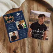 Invitation Modern Script 4 Photo Collage Party Graduation