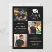 Invitation Modern Script 4 Photo Collage Party Graduation (Devant)