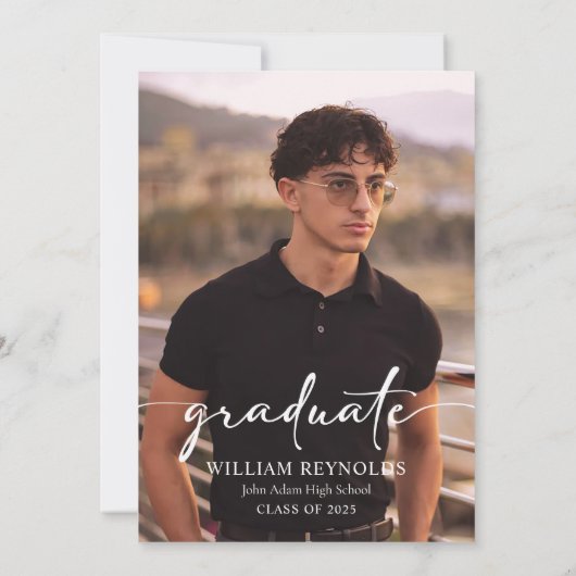 Invitation Modern Script 4 Photo Collage Party Graduation (Dos)