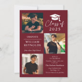 Invitation Modern Script 4 Photo Collage Party Graduation (Devant)