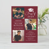 Invitation Modern Script 4 Photo Collage Party Graduation (Debout devant)