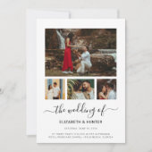 Invitation Modern Script 4 Photo Collage QR Code RSVP Mariage (Devant)