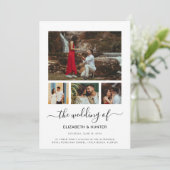Invitation Modern Script 4 Photo Collage QR Code RSVP Mariage (Debout devant)