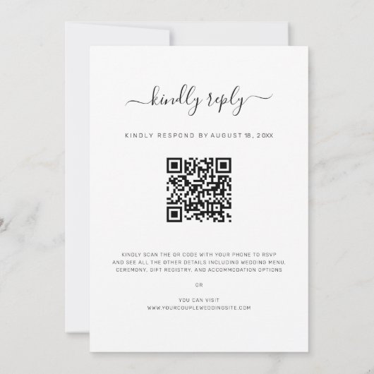 Invitation Modern Script 4 Photo Collage QR Code RSVP Mariage (Dos)