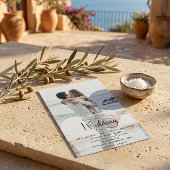 Invitation Modern Script 4 Photo QR Code RSVP Wedding 