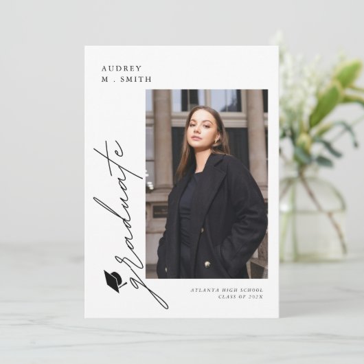 Invitation Modern Script 5 Photos Graduation Announcement (Debout devant)