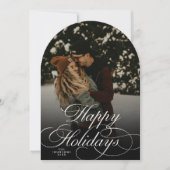 Invitation Modern Script & Arch 1 Photo Red Christmas Card (Devant)