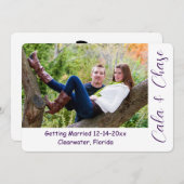 Invitation Modern Script & Asymmetrical Photo Save the Date (Devant / Derrière)