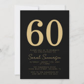 Invitation Modern Script Black Gold Sixty 60th Birthday Party (Devant)