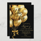 Invitation Modern Script Black Hello Fifty Birthday  (Devant / Derrière)