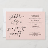Invitation Modern Script Blush Pink Surprise Retirement Party (Devant)