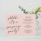 Invitation Modern Script Blush Pink Surprise Retirement Party (Debout devant)