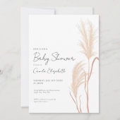 Invitation Modern Script Boho Pampas Grass Baby Shower (Devant)