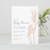 Invitation Modern Script Boho Pampas Grass Baby Shower (Debout devant)