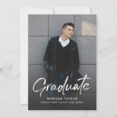 Invitation Modern Script Casual Photo Graduation Announcement (Devant)
