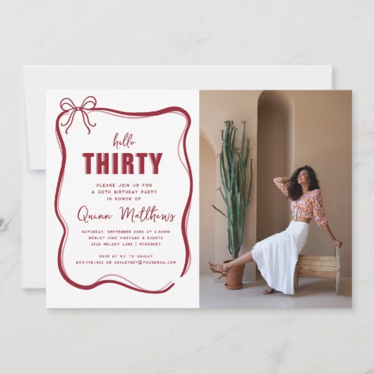 Invitation Modern Script Custom Age Birthday (Devant)