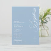 Invitation Modern Script Dusty Blue Boys Baptism Invi (Debout devant)