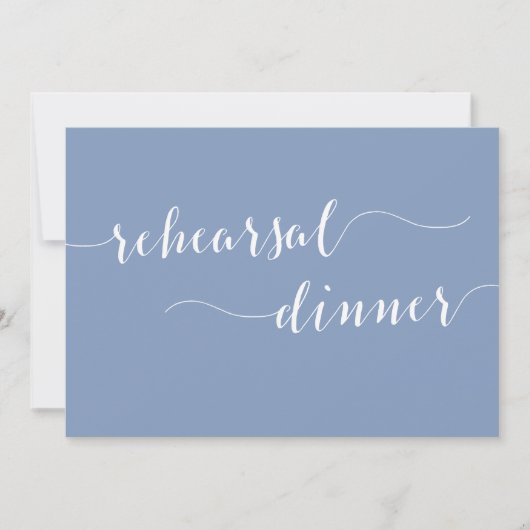 Invitation Modern Script Dusty Blue Wedding Rehearsal Dinner (Devant)