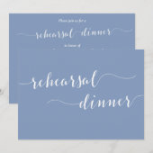 Invitation Modern Script Dusty Blue Wedding Rehearsal Dinner (Devant / Derrière)